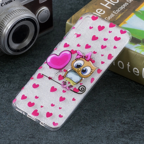 

Colored Drawing Pattern Transparent TPU Protective Case for Galaxy A50(Love Owl)