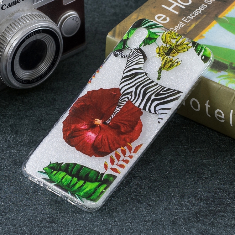 

Colored Drawing Pattern Transparent TPU Protective Case for Galaxy A30(Zebra)