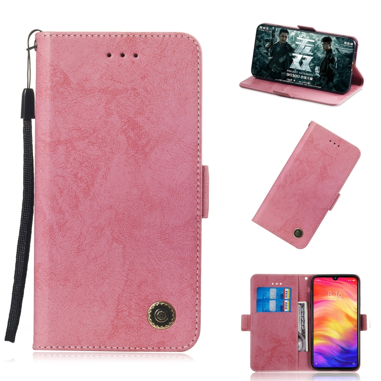 

Multifunctional Horizontal Flip Retro Leather Case with Card Slot & Holder for Xiaomi Redmi Note 7(Pink)