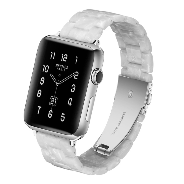 

Simple Fashion Resin Watch Strap for Apple Watch Series 5 & 4 40mm & Series 3 & 2 & 1 38mm(Pearl White)