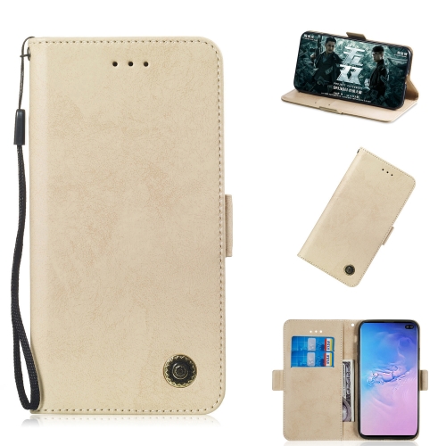 

Multifunctional Horizontal Flip Retro Leather Case with Card Slot & Holder for Galaxy M10(Gold)