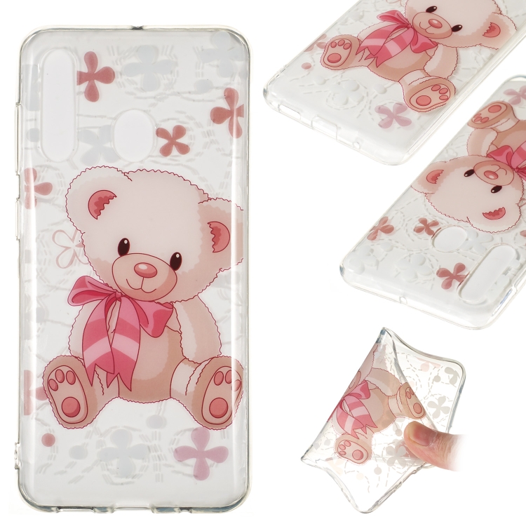 

Coloured Drawing Transparent Clear TPU Case for Galaxy A60(Little bear)