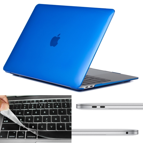 

ENKAY Hat-Prince 3 in 1 Laptop Crystal Case + EU Version Ultra-thin TPU Keyboard Protector + Dust Plug Set for MacBook Air 13.3 inch A1932 (2018)(Dark Blue)