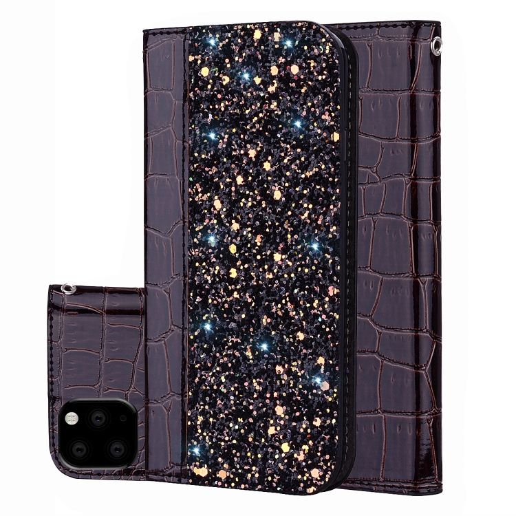 

Crocodile Texture Glitter Powder Horizontal Flip Leather Case with Card Slots & Holder for Galaxy Note 10 Pro(Black)