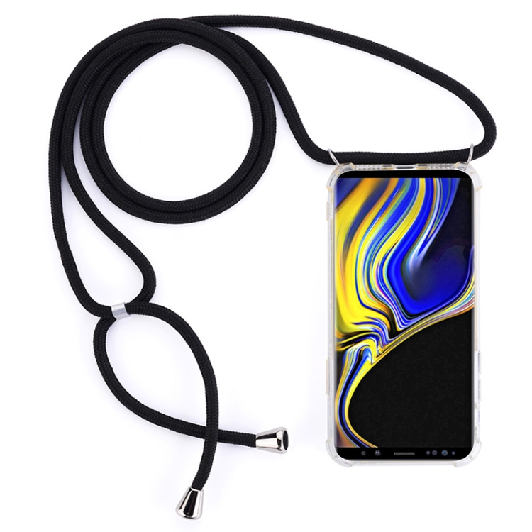 

Four-Corner Anti-Fall Trasparent TPU Mobile Phone Case With Lanyard for Galaxy Note 9(Black)