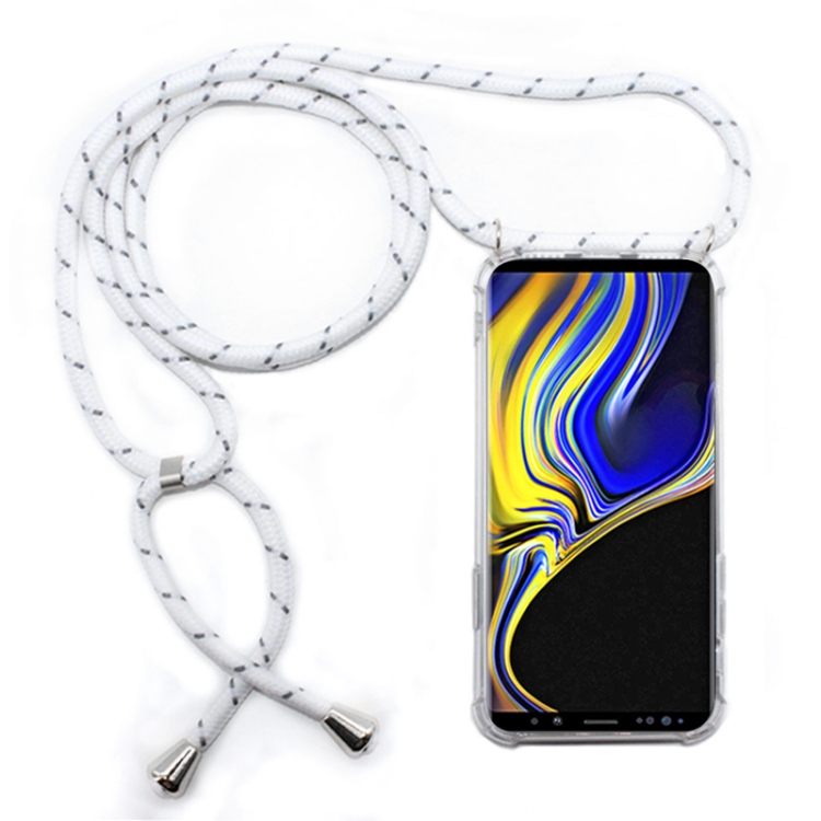 

Four-Corner Anti-Fall Trasparent TPU Mobile Phone Case With Lanyard for Galaxy Note 9(White Grey)