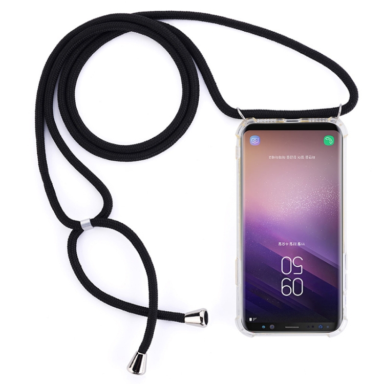 

Four-Corner Anti-Fall Trasparent TPU Mobile Phone Case With Lanyard for Galaxy S8(Black)