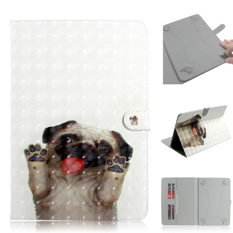 

3D Colored Drawing Universal Horizontal Flip Leather Case, with Holder & Card Slot & Wallet for 8 inch Tablet PC(Pug)
