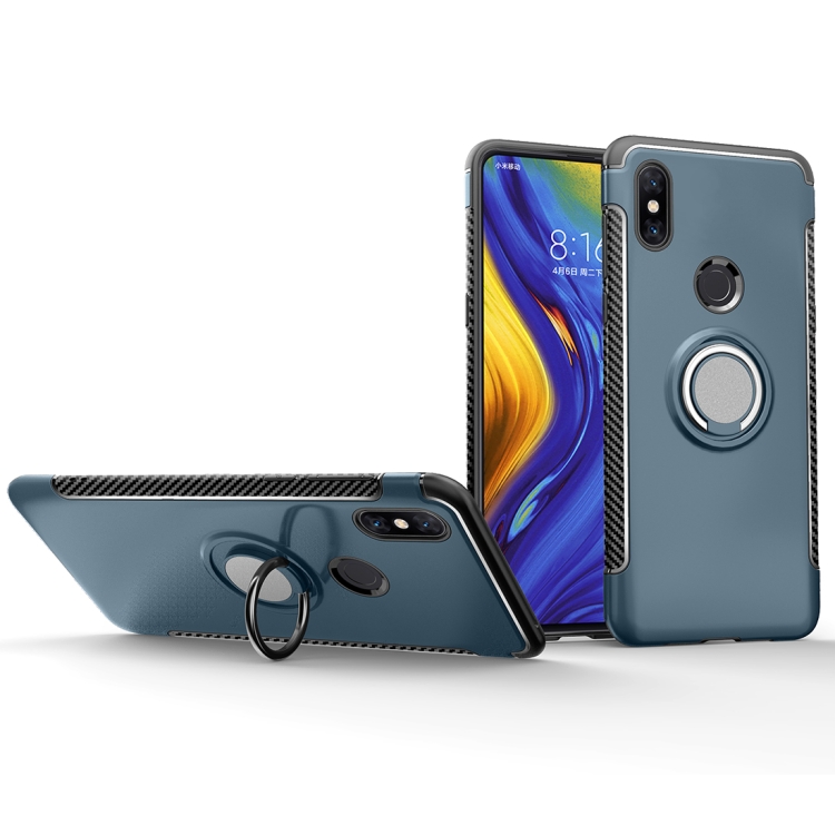 

Magnetic 360 Degrees Rotation Ring Armor Phone Protective Case for Xiaomi Mix 3(Navy)