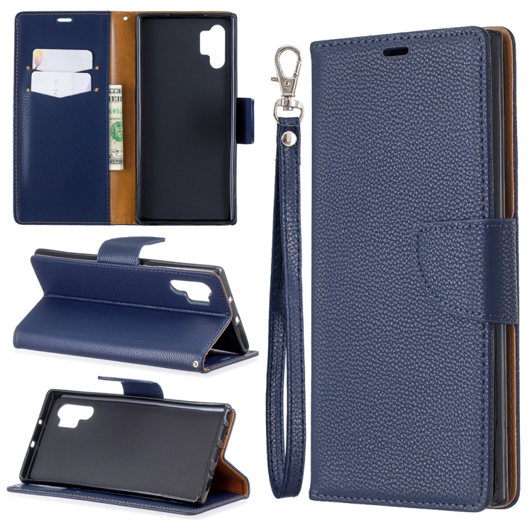 

Litchi Texture Pure Color Horizontal Flip PU Leather Case with Holder & Card Slots & Wallet & Lanyard for Galaxy Note10+(Dark Blue)