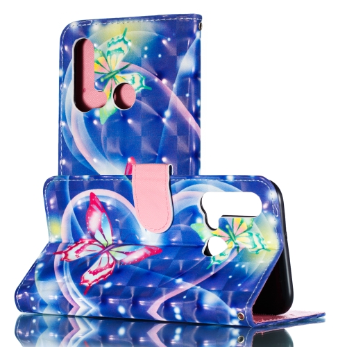 

3D Painted Horizontal Flip PU Leather Case with Holder & Card Slots & Wallet & Photo Frame For Huawei P20 Lite (2019)(Hearted Butterflies)