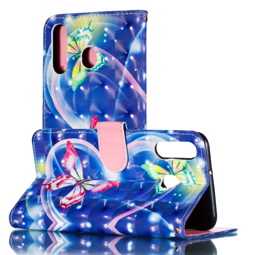 

3D Painted Horizontal Flip PU Leather Case with Holder & Card Slots & Wallet & Photo Frame For Galaxy M30(Hearted Butterflies)