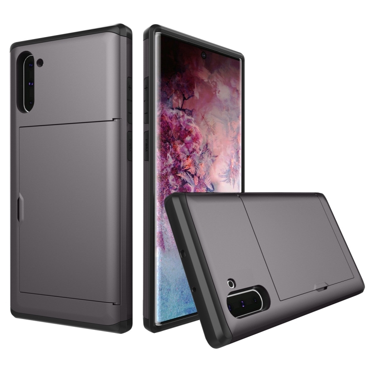

Shockproof Rugged Armor Protective Case with Card Slot for Galaxy Note 10(Grey)