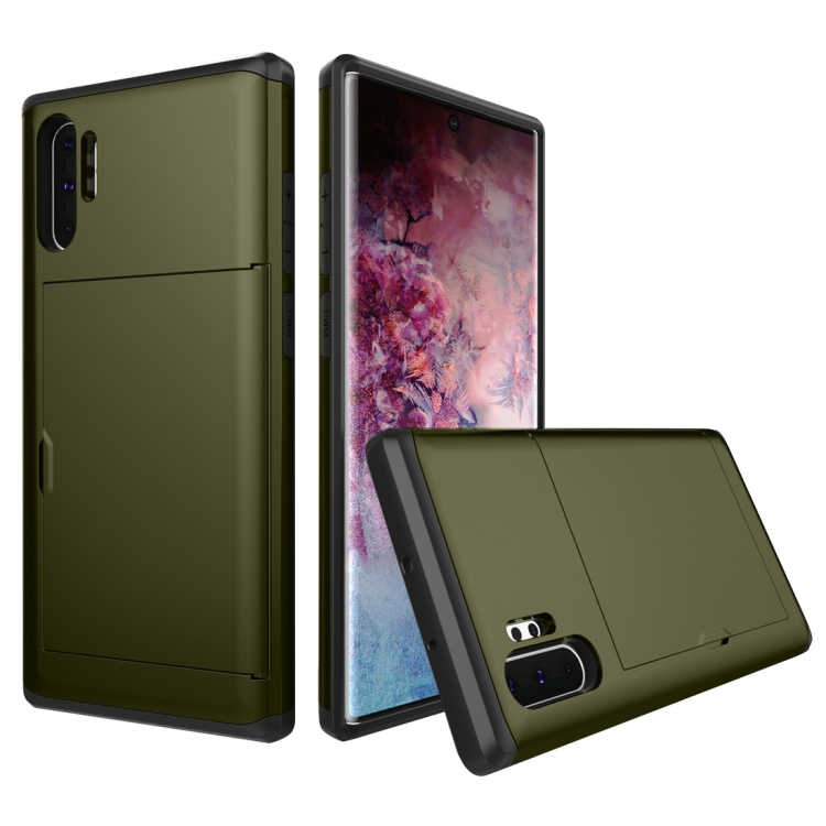 

Shockproof Rugged Armor Protective Case with Card Slot for Galaxy Note 10 Pro(Army Green)