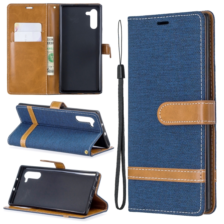 

Color Matching Denim Texture Horizontal Flip Leather Case with Holder & Card Slots & Wallet & Lanyard for Galaxy Note10(Dark Blue)