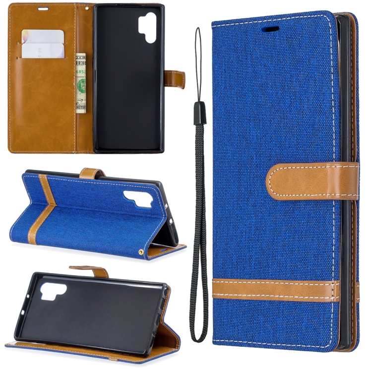 

Color Matching Denim Texture Horizontal Flip Leather Case with Holder & Card Slots & Wallet & Lanyard for Galaxy Note10+(Royal Blue)