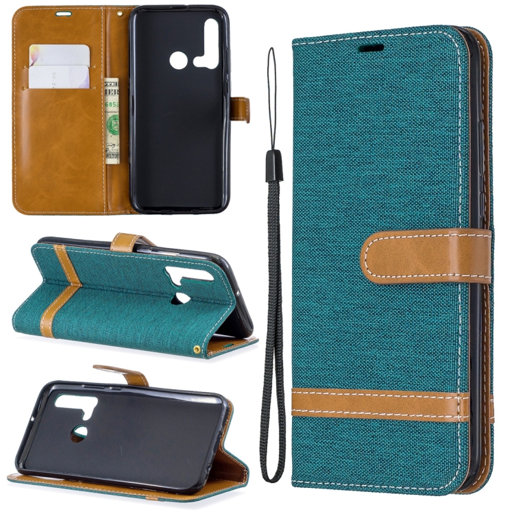 

Color Matching Denim Texture Horizontal Flip Leather Case with Holder & Card Slots & Wallet & Lanyard for Huawei P20 lite (2019) / nova 5i(Green)
