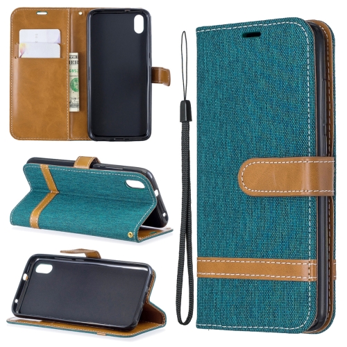 

Color Matching Denim Texture Horizontal Flip Leather Case with Holder & Card Slots & Wallet & Lanyard for Xiaomi Redmi 7A(Green)