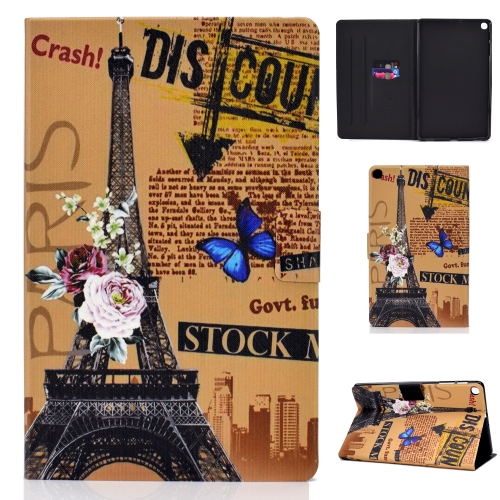 

Colored Drawing Universal Voltage Craft Cloth TPU Protective Case, with Holder & Sleep / Wake-up Function & Card Slots & Anti-slip Strip for Galaxy Tab A 8.0 & S Pen (2019) / P355(Eiffel Tower)