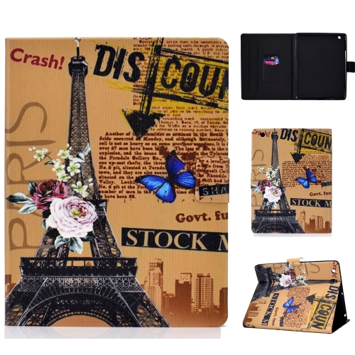 

Colored Drawing Universal Voltage Craft Cloth TPU Protective Case, with Holder & Sleep / Wake-up Function & Card Slots & Anti-slip Strip for iPad 2 / 3 / 4(Eiffel Tower)