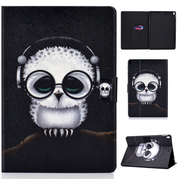 

Colored Drawing Universal Voltage Craft Cloth TPU Protective Case, with Holder & Sleep / Wake-up Function & Card Slots & Anti-slip Strip for iPad Pro 10.5 Inch / iPad Air (2019)(Spectacled Cat)