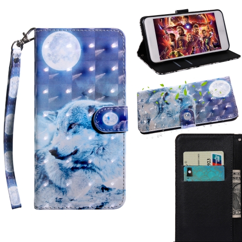 

3D Painting Pattern Coloured Drawing Horizontal Flip TPU + PU Leather Case with Holder & Card Slots & Wallet For Huawei P30(Moon Wolf)