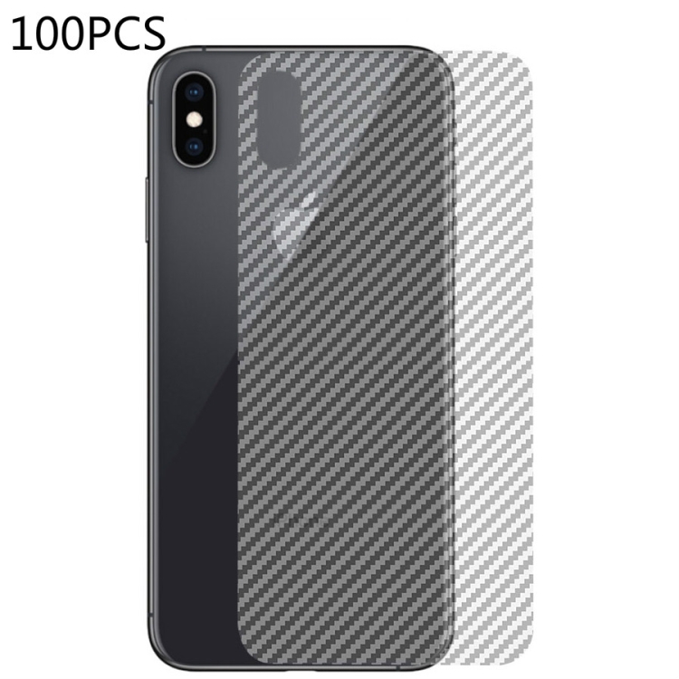 

100 PCS Carbon Fiber Material Skin Sticker Back Protective Film For iPhone XS Max