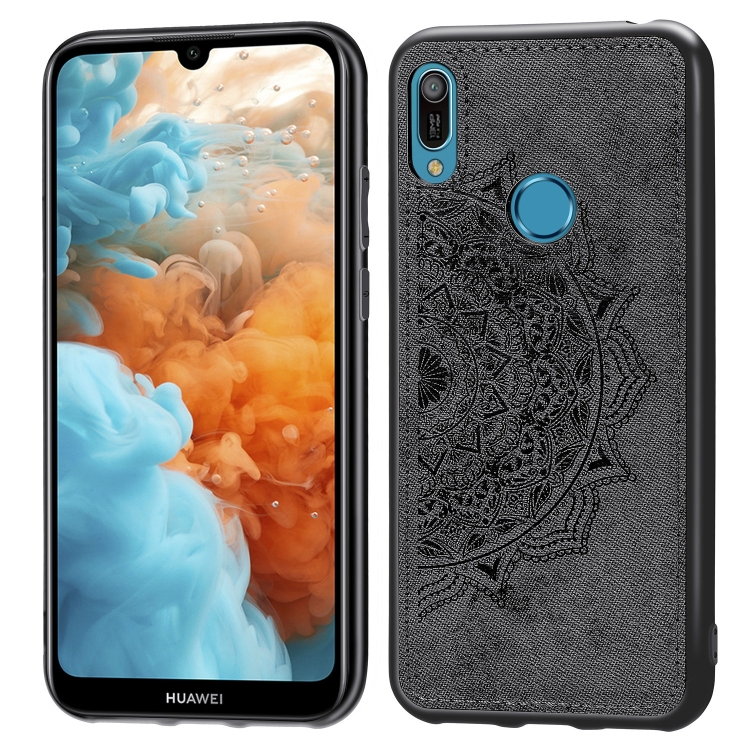 

Embossed Mandala Pattern Magnetic PC + TPU + Fabric Shockproof Case for Huawei Y6 (2019) with Fingerprint Hole(Black)