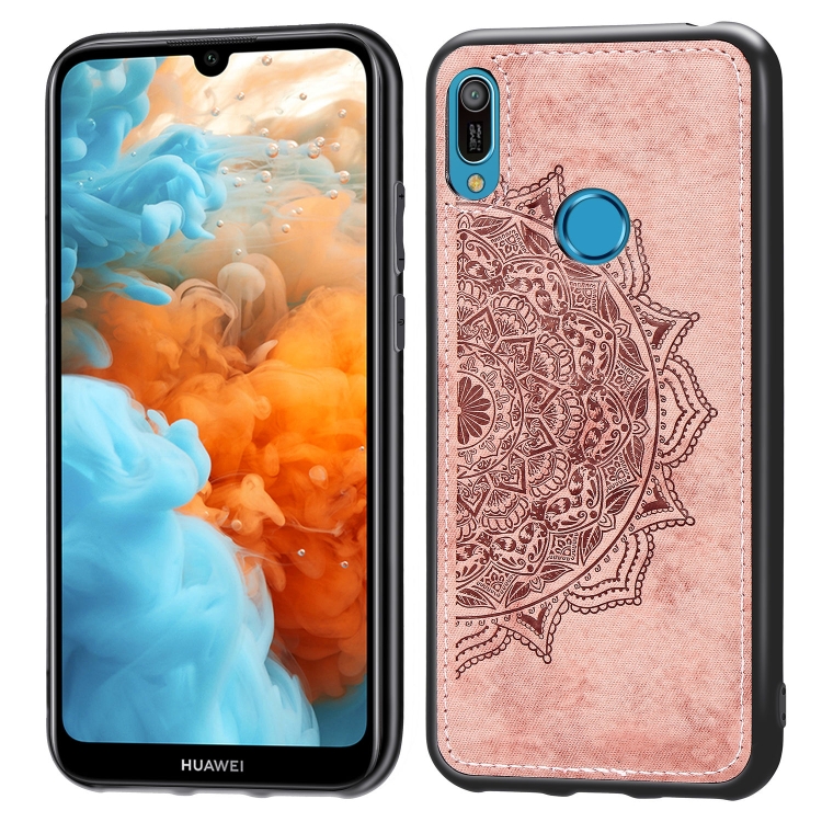 

Embossed Mandala Pattern Magnetic PC + TPU + Fabric Shockproof Case for Huawei Y6 (2019) with Fingerprint Hole(Rose Gold)