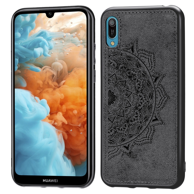 

Embossed Mandala Pattern Magnetic PC + TPU + Fabric Shockproof Case for Huawei Y6 Pro (2019) without Fingerprint Hole(Black)