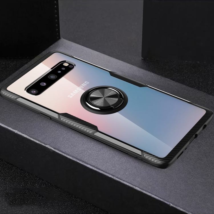 

Transparent TPU Protective Case with 360 Degree Magnetic Rotation Holder For Galaxy S10 5G(Black)