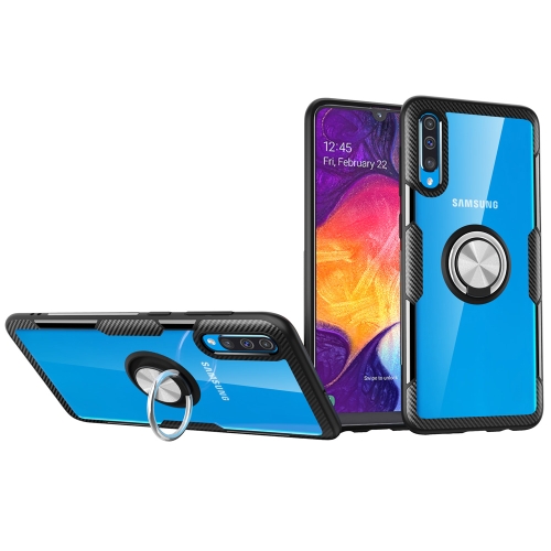 

Transparent TPU Protective Case with 360 Degree Magnetic Rotation Holder For Galaxy A50(Silver+Black)