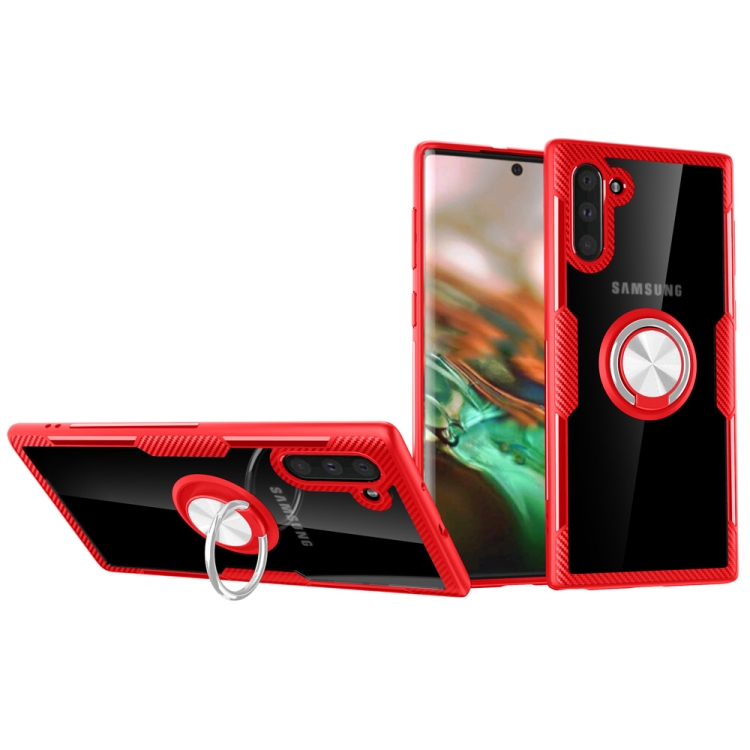 

Transparent TPU Protective Case with 360 Degree Magnetic Rotation Holder For Galaxy Note 10(Red)