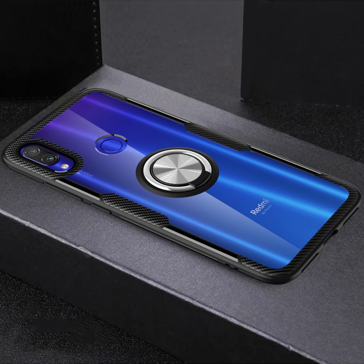 

Shockproof Transparent Protective Case with 360 Degree Magnetic Rotation Holder For Xiaomi Redmi Note 7(Silver+Black)