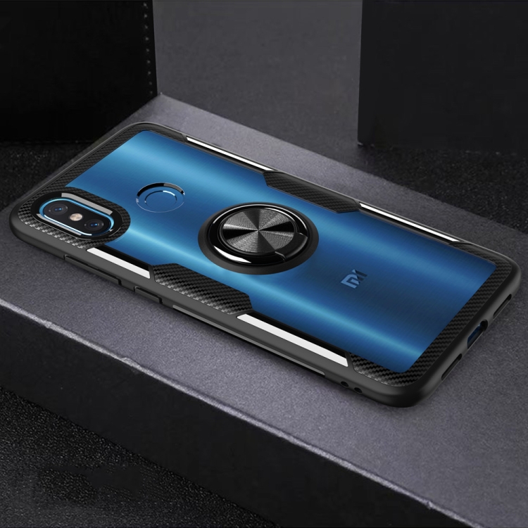 

Shockproof Transparent Protective Case with 360 Degree Magnetic Rotation Holder For Xiaomi Mi 8(Black)