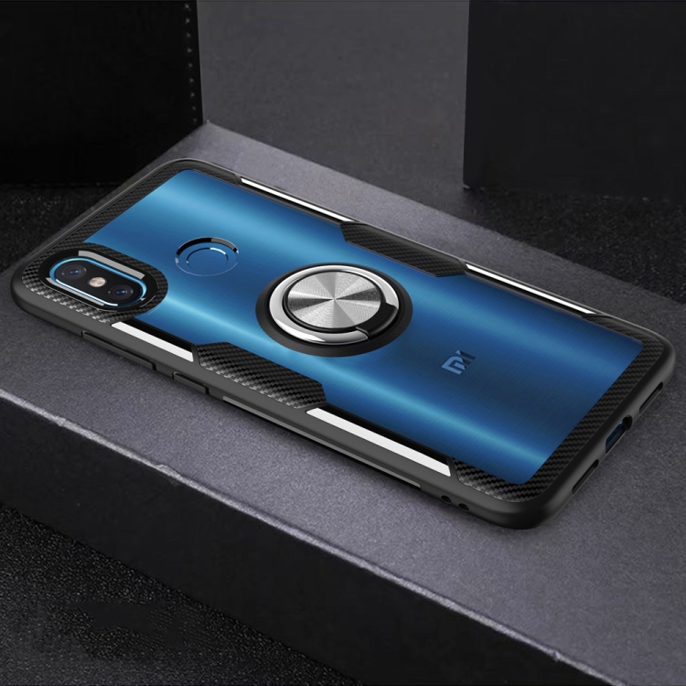 

Shockproof Transparent Protective Case with 360 Degree Magnetic Rotation Holder For Xiaomi Mi 8(Silver+Black)