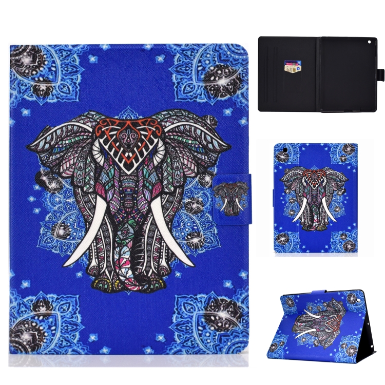

Colored Drawing Universal Voltage Craft Cloth TPU Protective Case, with Holder & Sleep / Wake-up Function & Card Slots & Anti-slip Strip for iPad 2 / 3 / 4(Elephant)