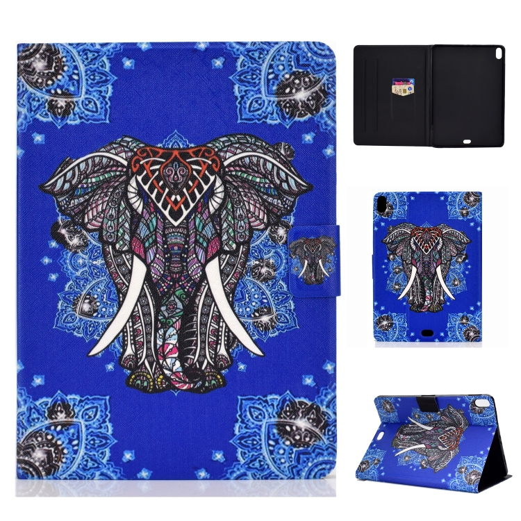 

Colored Drawing Universal Voltage Craft Cloth TPU Protective Case, with Holder & Sleep / Wake-up Function & Card Slots & Anti-slip Strip for iPad Pro 11 inch (2018)(Elephant)