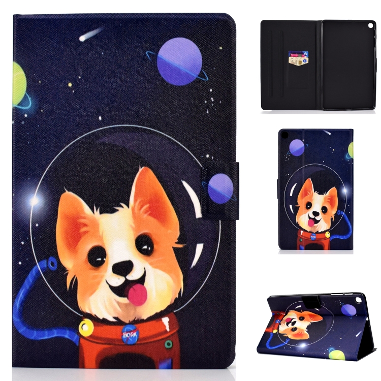 

Colored Drawing Universal Voltage Craft Cloth TPU Protective Case, with Holder & Sleep / Wake-up Function & Card Slots & Anti-slip Strip for Galaxy Tab A 10.1 (2019) T510 / T515(Dog)