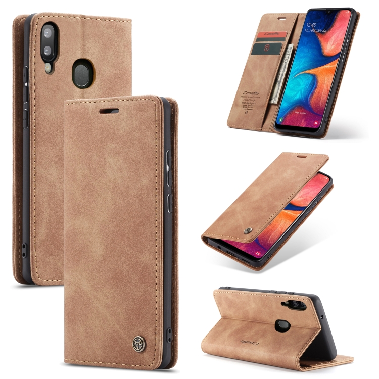 

CaseMe-013 Multi-functional Retro Frosted Horizontal Flip Leather Case with Card Slot & Holder & Wallet For Galaxy A20e(Brown)