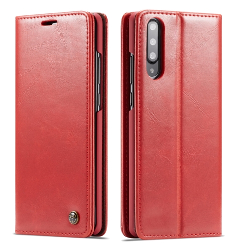 

CaseMe-003 Business Style Crazy Horse Texture Horizontal Flip PU Leather Case for Galaxy A70, with Holder & Card Slots(Red)