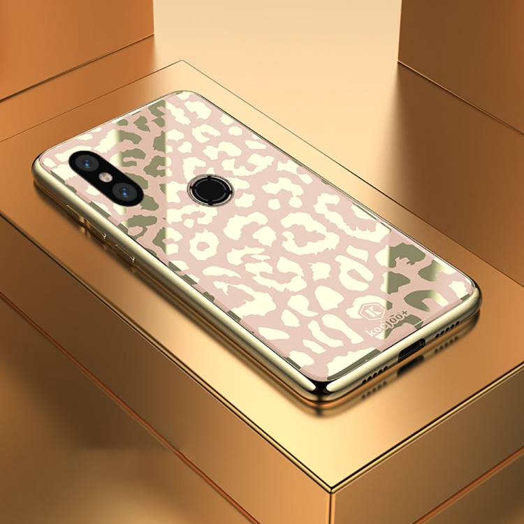 

Leopard Pattern Electroplating Soft Frame Plexiglass Mirror Protective Case For Xiaomi Mi 8(Champagne Gold)