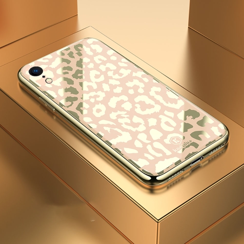 

Leopard Pattern Electroplating Soft Frame Plexiglass Mirror Protective Case For iPhone XR(Champagne Gold)