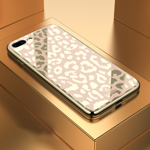 

Leopard Pattern Electroplating Soft Frame Plexiglass Mirror Protective Case For iPhone 7 Plus & 8 Plus(Champagne Gold)