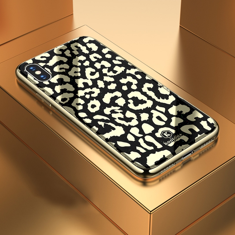 

Leopard Pattern Electroplating Soft Frame Plexiglass Mirror Protective Case For iPhone X / XS(Wild Black)