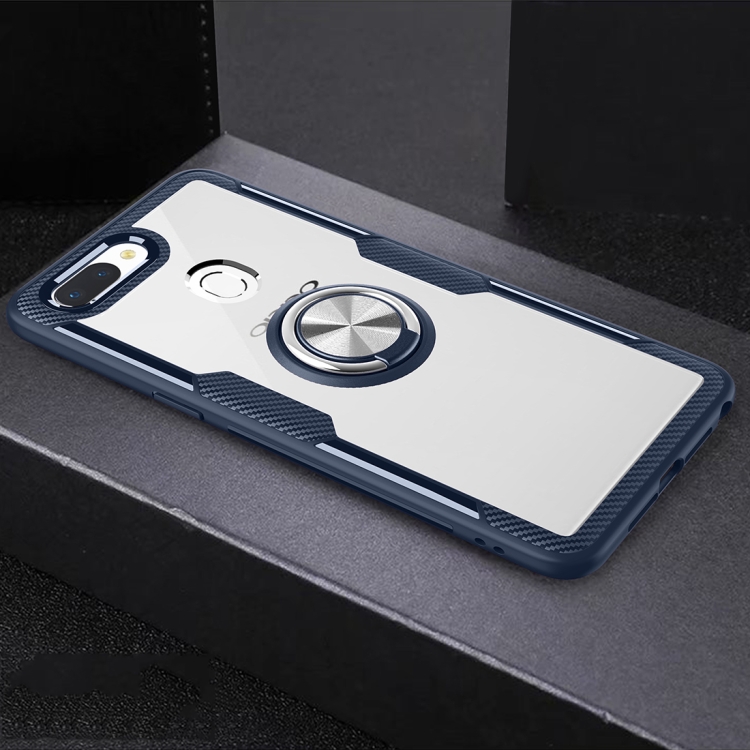 

Scratchproof TPU + Acrylic Ring Bracket Protective Case For OPPO R15(Navy Blue)