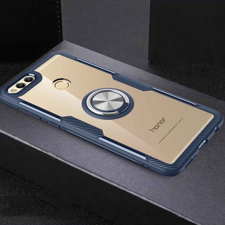 

Scratchproof TPU + Acrylic Ring Bracket Protective Case For Huawei Honor 7X(Navy Blue)