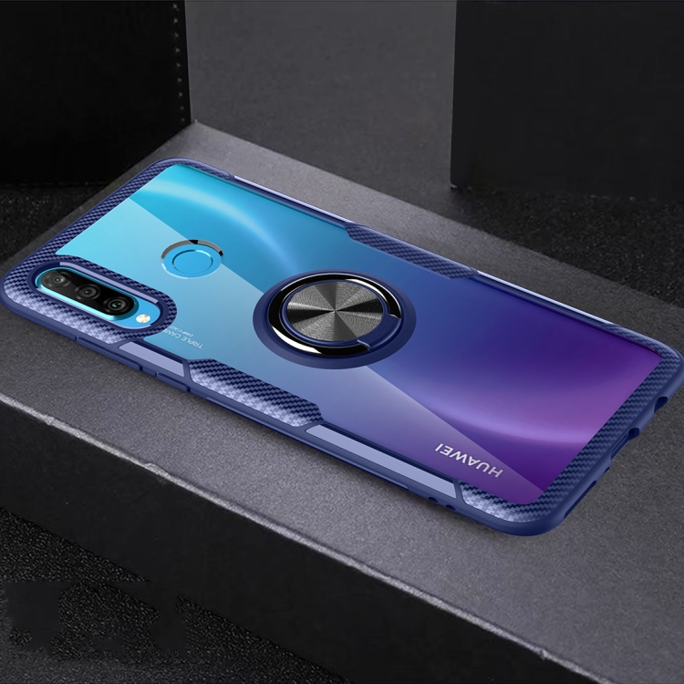 

Scratchproof TPU + Acrylic Ring Bracket Protective Case For Huawei Nova 4e(Blue)
