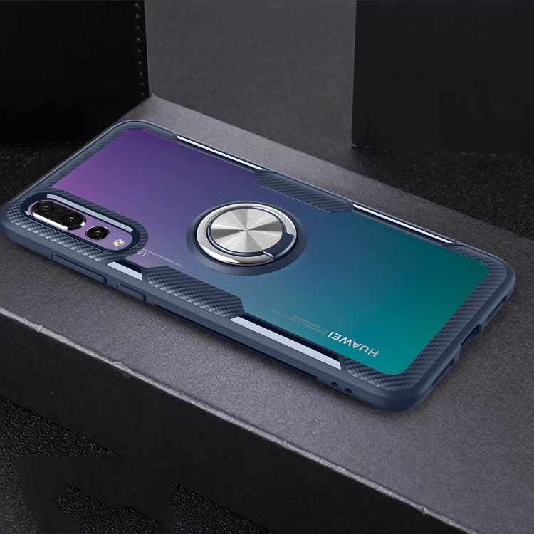 

Scratchproof TPU + Acrylic Ring Bracket Protective Case For Huawei P20 Pro(Navy Blue)