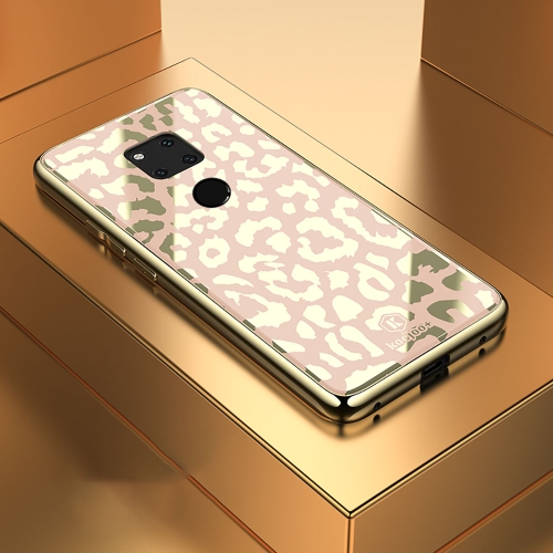 

Leopard Pattern Electroplating Soft Frame Plexiglass Mirror Protective Case For Huawei Mate 20X(Champagne Gold)